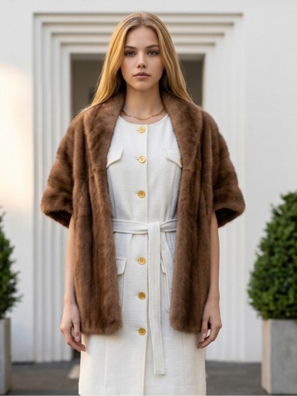 Vintage Laflamme Fur Stole with Satin Lining